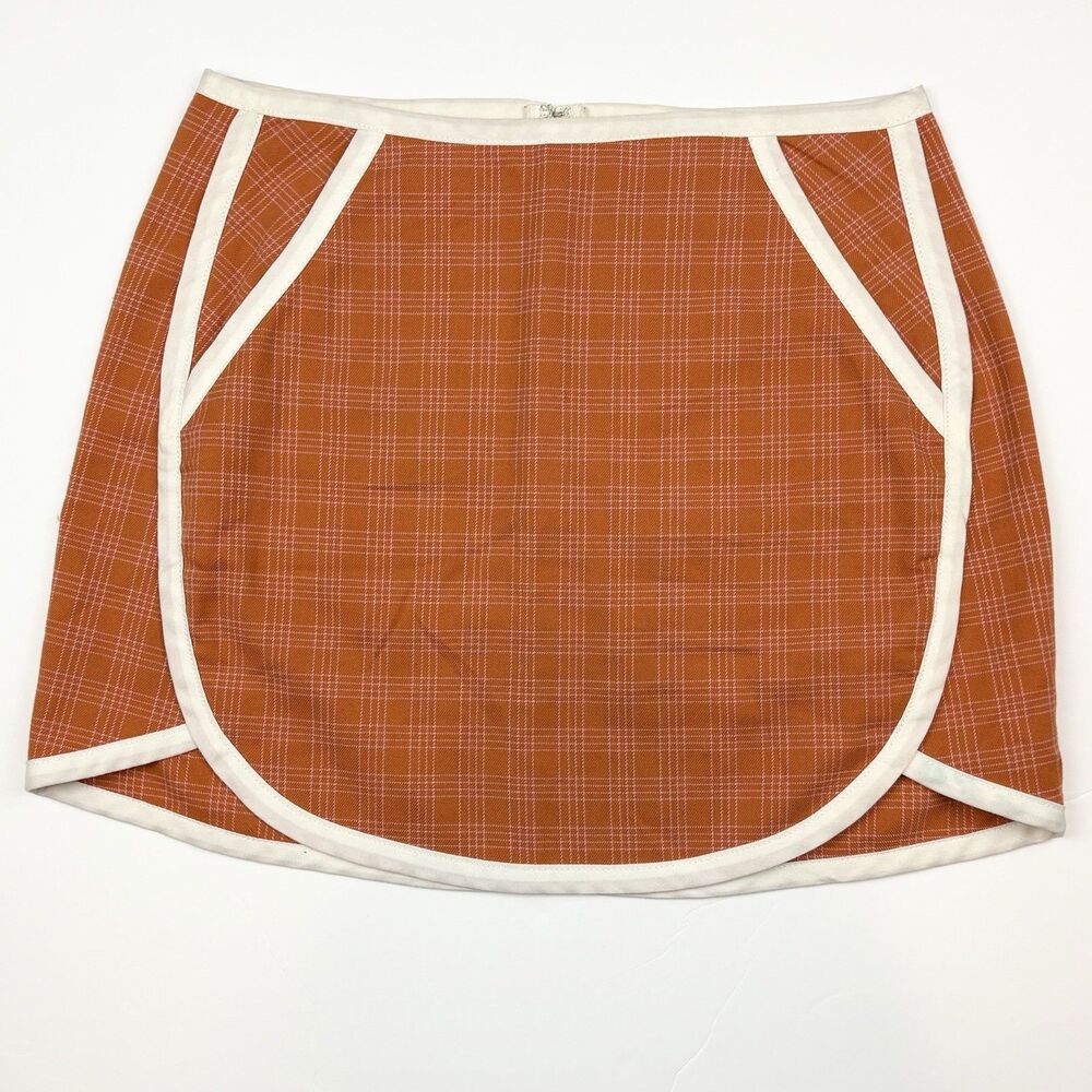 Urban Outfitters Sz Small Miniskirt Y2K Plaid Burnt Orange 1990s Style